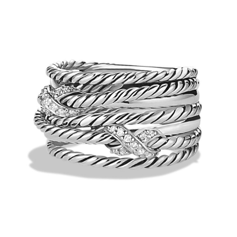 💎 Auth David Yurman Double X Crossover Ring 5.5